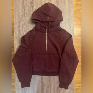 Lululemon Scuba oversized half gold zip hoodie sweater. Garnet.Burgundy tone.M/L